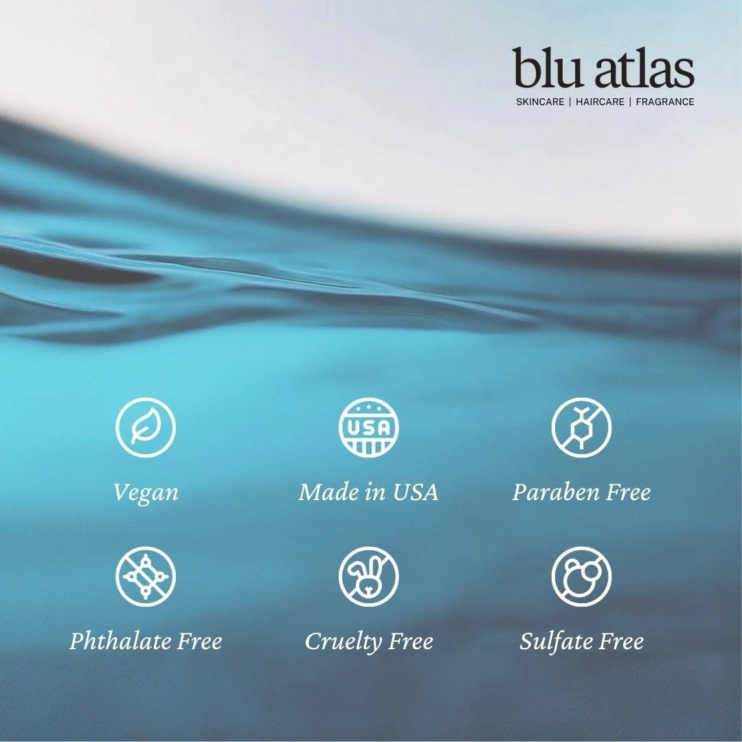 Blu Atlas Men's Natural Shampoo – Organic, Sulfate-Free, Paraben-Free – Deep Cleansing & Hydrating – Classic Scent (Bergamot, Sage, Patchouli) – Made in America– 16 oz