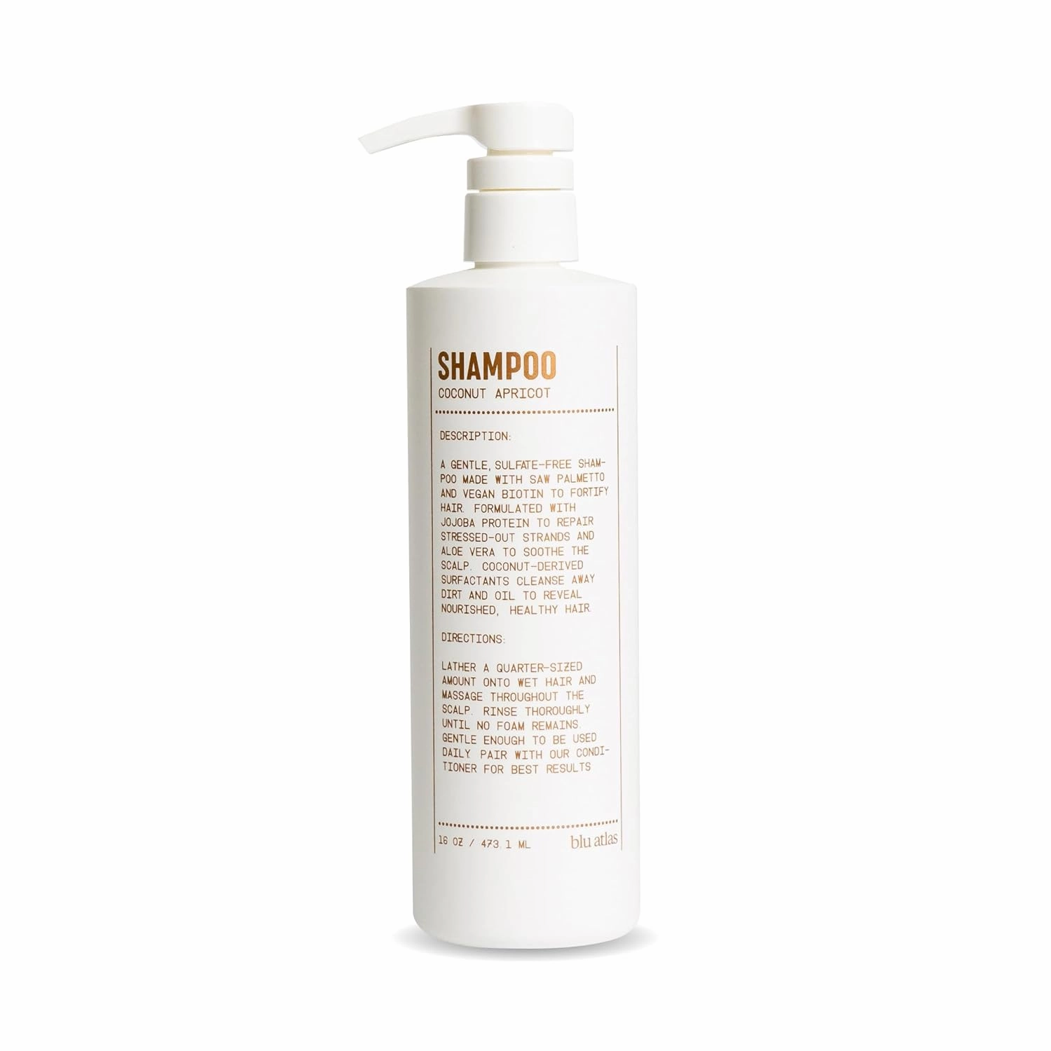 Blu Atlas Men's Natural Shampoo – Organic, Sulfate-Free, Paraben-Free – Deep Cleansing & Hydrating – Coconut Apricot Scent – Made in America – 16 oz