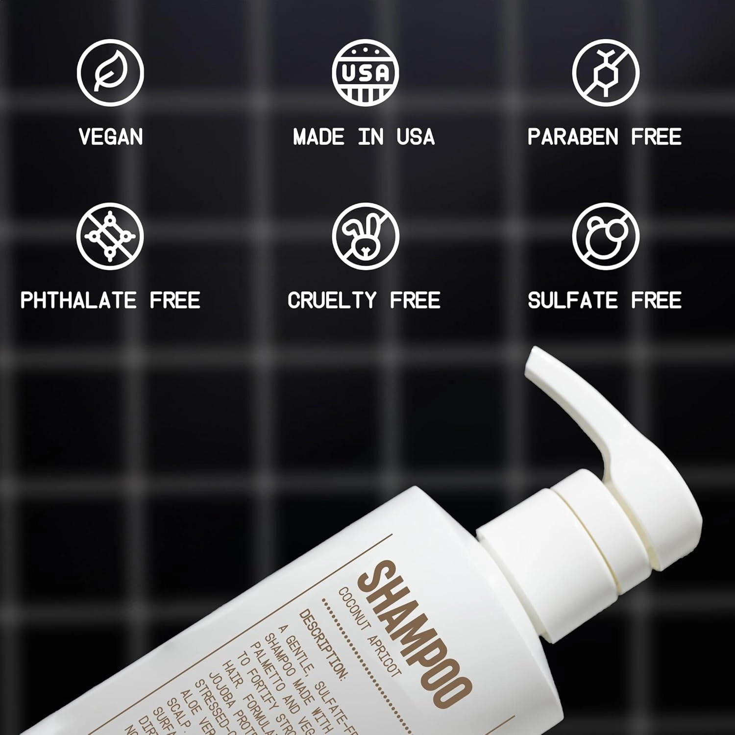 Blu Atlas Men's Natural Shampoo – Organic, Sulfate-Free, Paraben-Free – Deep Cleansing & Hydrating – Coconut Apricot Scent – Made in America – 16 oz