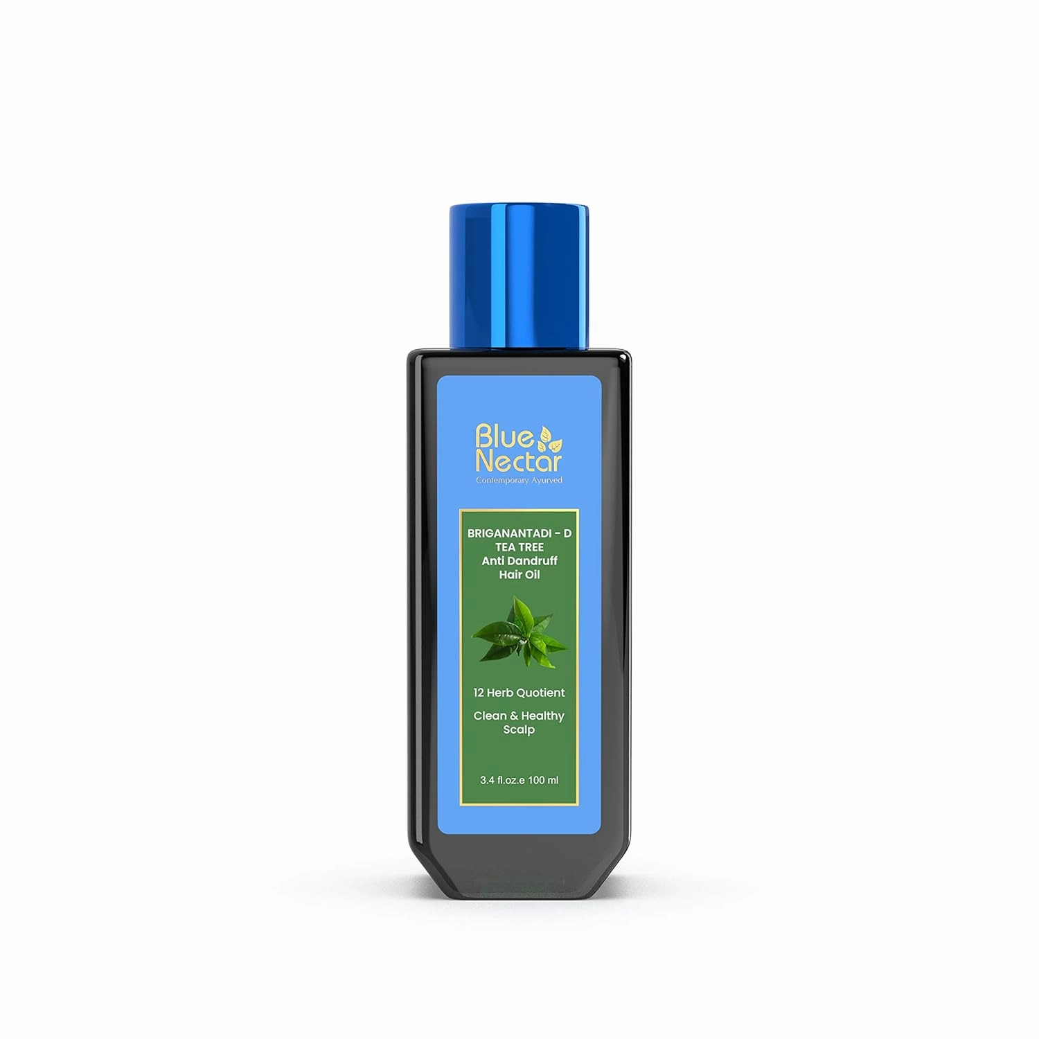 Blue Nectar Tea Tree Oil for Hair | Natural Anti Dandruff Oil for Scalp | Ayurvedic Plant Based Neem Amla Hair Oil (12 Herbs, 3.38 Fl Oz)