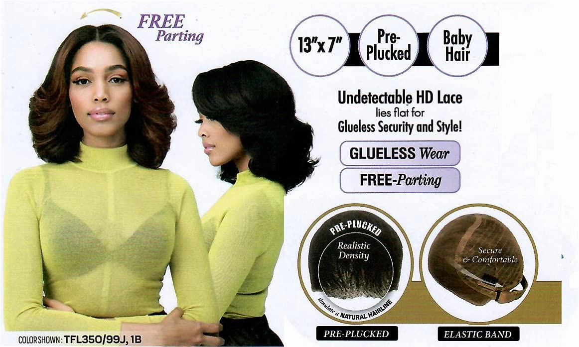 Bobbi Boss 13X7 HD Lace Bob Curly Synthetic Wig - MLF602 NATALIA, Wavy Short Wigs with Baby Hairs, Glueless Lace Free Part Wig with High Heat Resistant Wigs (2 , Dark Brown)