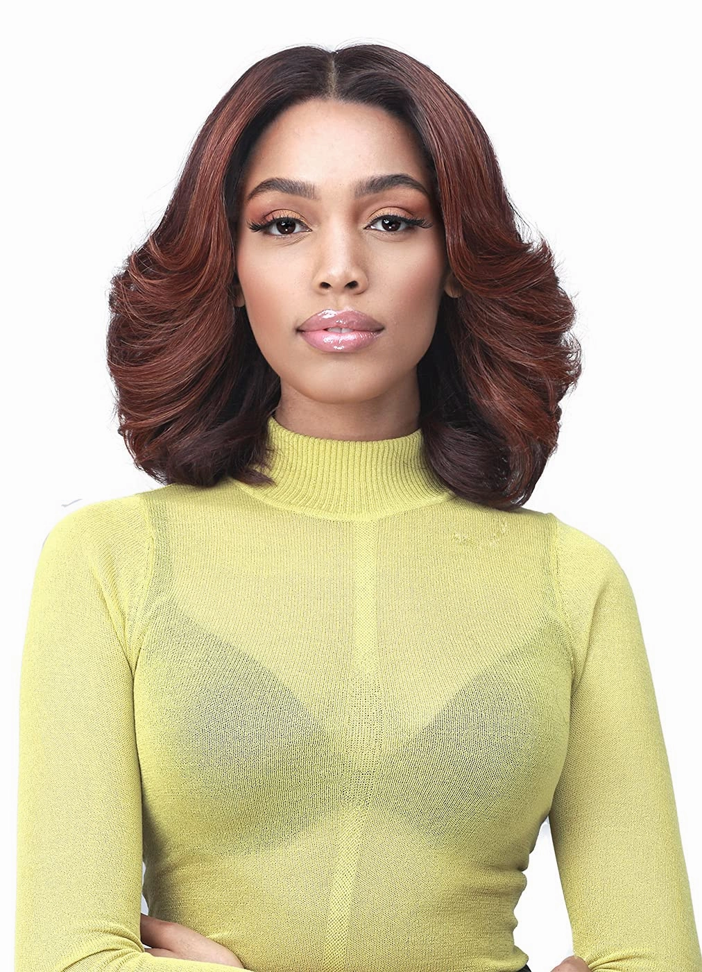 Bobbi Boss 13X7 HD Lace Bob Curly Synthetic Wig - MLF602 NATALIA, Wavy Short Wigs with Baby Hairs, Glueless Lace Free Part Wig with High Heat Resistant Wigs (2 , Dark Brown)