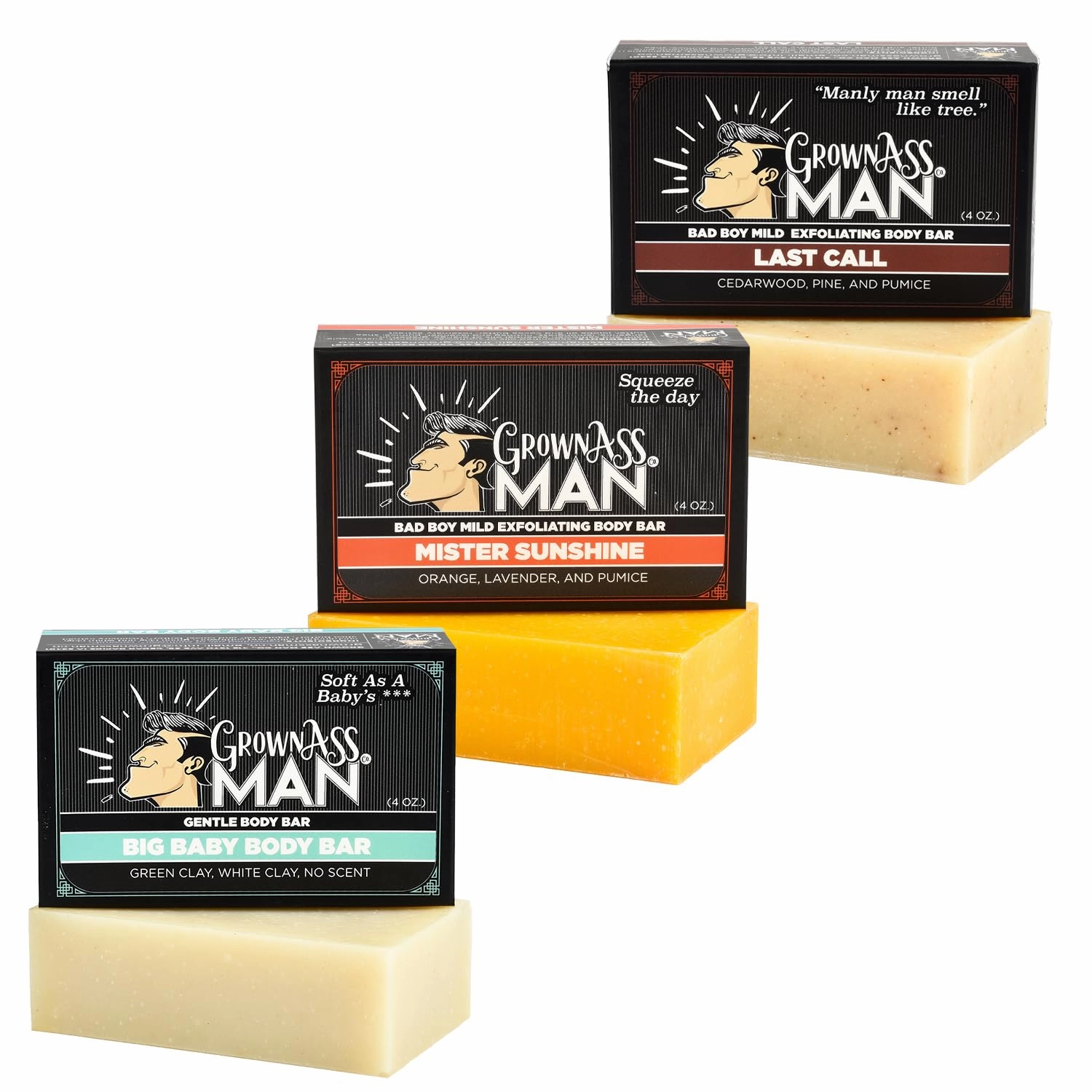 Body Bars (Mild Exfoliating Variety Pack, 3-Pack)