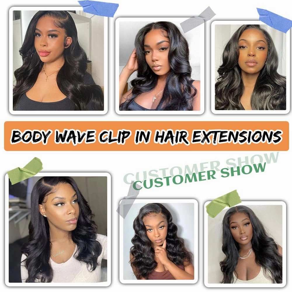 Body Wave Clip in Hair Extensions Real Human Hair 18 Inch Wavy Human Hair Clip in Extensions for Women Body Wave Clip Ins Human Hair 8Pcs 100g 20Clips Natural Black #1B
