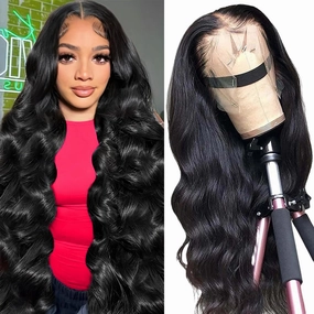 Body Wave Lace Front Wigs Human Hair 28 Inch 13x4 HD Frontal Human Hair Lace Front Wigs for Women 13x4 Full Frontal Real HD Lace Wig 180% Density Pre Plucked with Baby Hair Natural Hairline