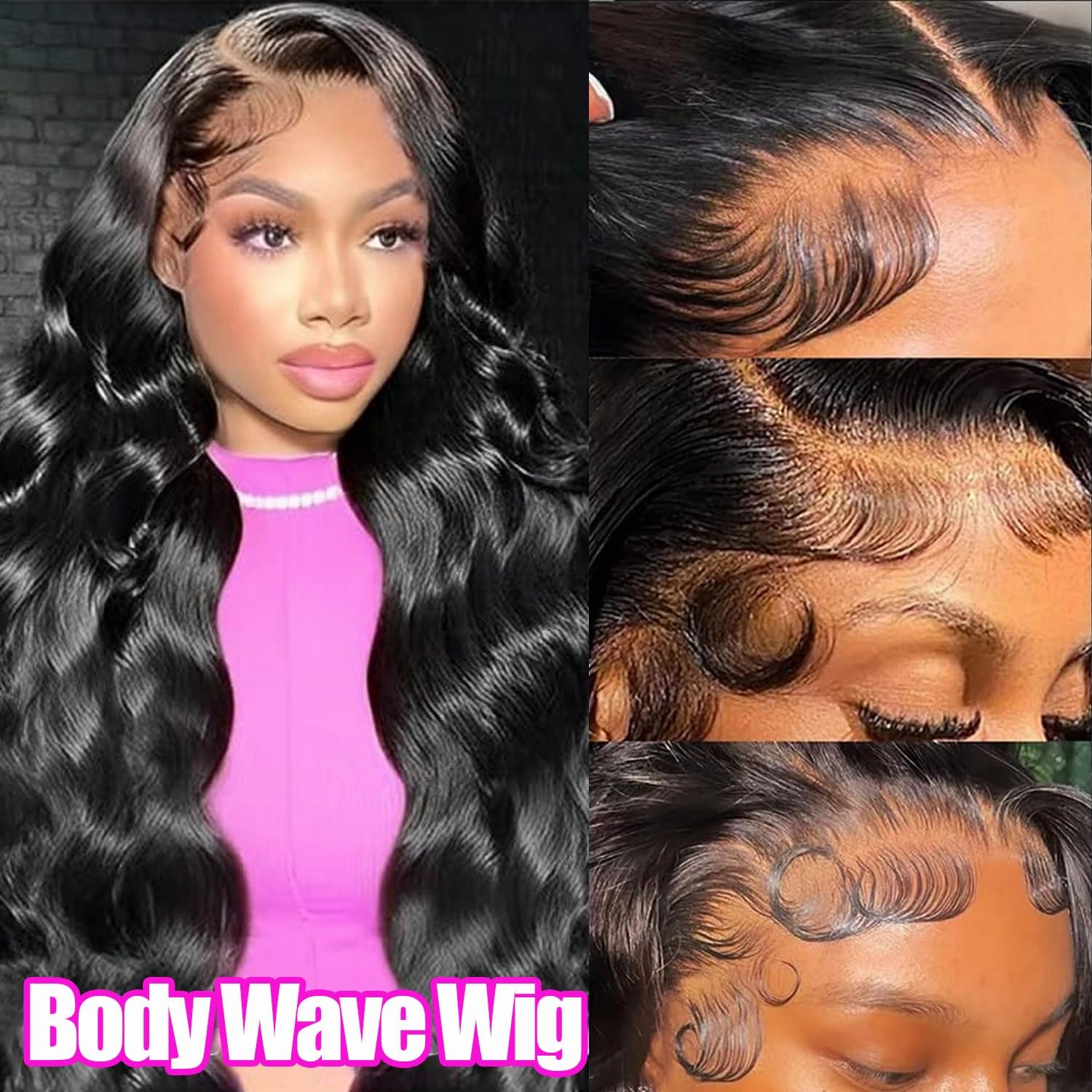 Body Wave Lace Front Wigs Human Hair 28 Inch 13x4 HD Frontal Human Hair Lace Front Wigs for Women 13x4 Full Frontal Real HD Lace Wig 180% Density Pre Plucked with Baby Hair Natural Hairline