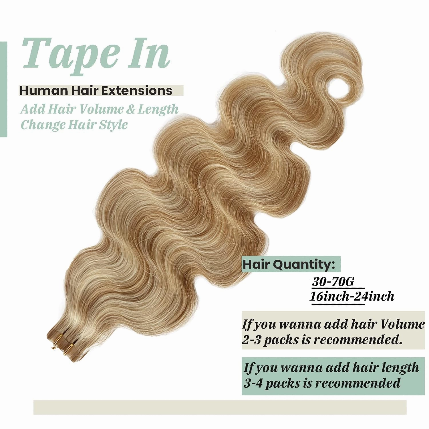 Body Wave Tape in Blonde Balayage Hair Extensions 100% Remy Human Hair 60grams/20pcs Strawberry Blonde to Bleach Blonde Fine Hair Tape ins Extensions(H#27/613, 22inches)…