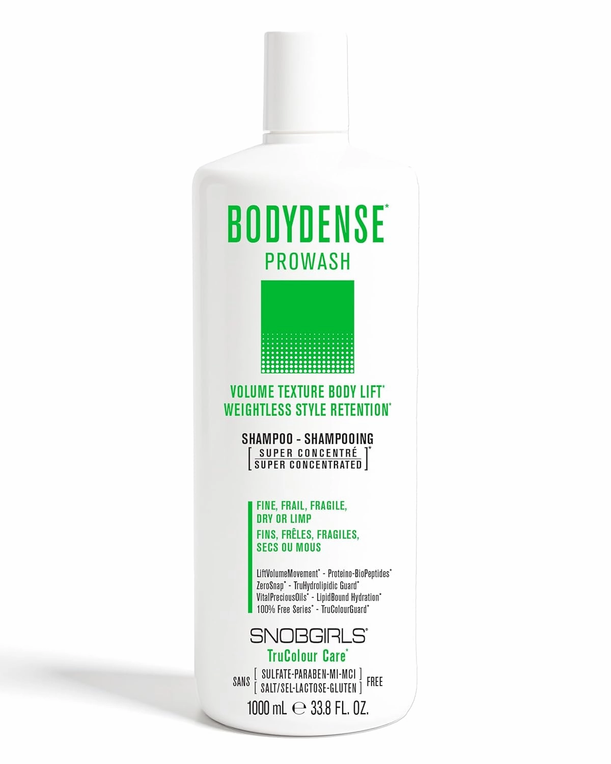BODYDENSE Plumping, Hydrating Volumizing Shampoo for Fine Hair Volume Texture Body Lift Vegan Shampoo for Fine, Frail, Dry or Limp Hair (33.8 Fl Oz)