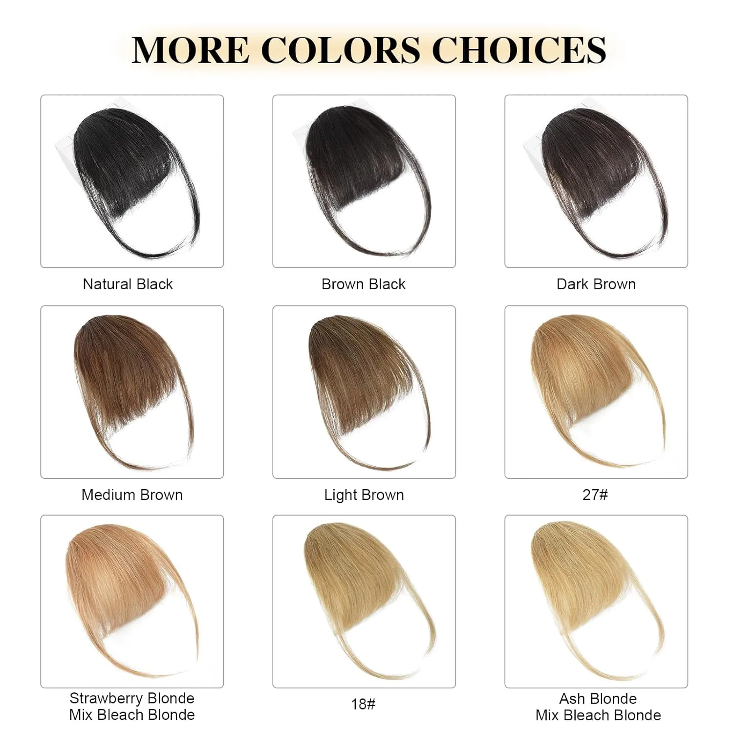 BOGSEA Clip in Bangs 100% Human Hair Bangs with Temples Bangs Hairpieces for Women Clip in Fake Bangs for Daily Wear ((16#), Wispy Bangs)