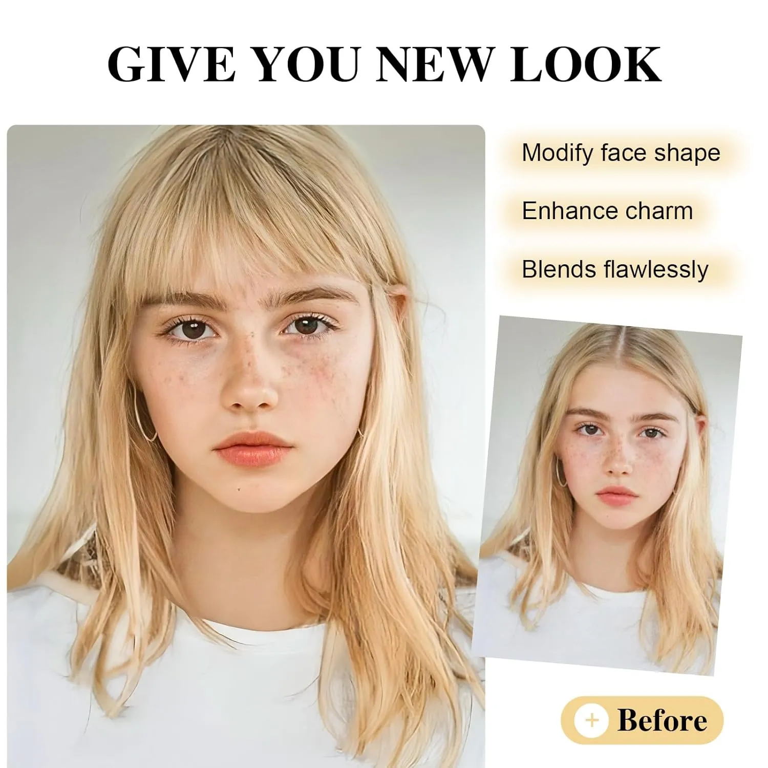 BOGSEA Clip in Bangs 100% Human Hair Bangs with Temples Bangs Hairpieces for Women Clip in Fake Bangs for Daily Wear ((16#), Wispy Bangs)