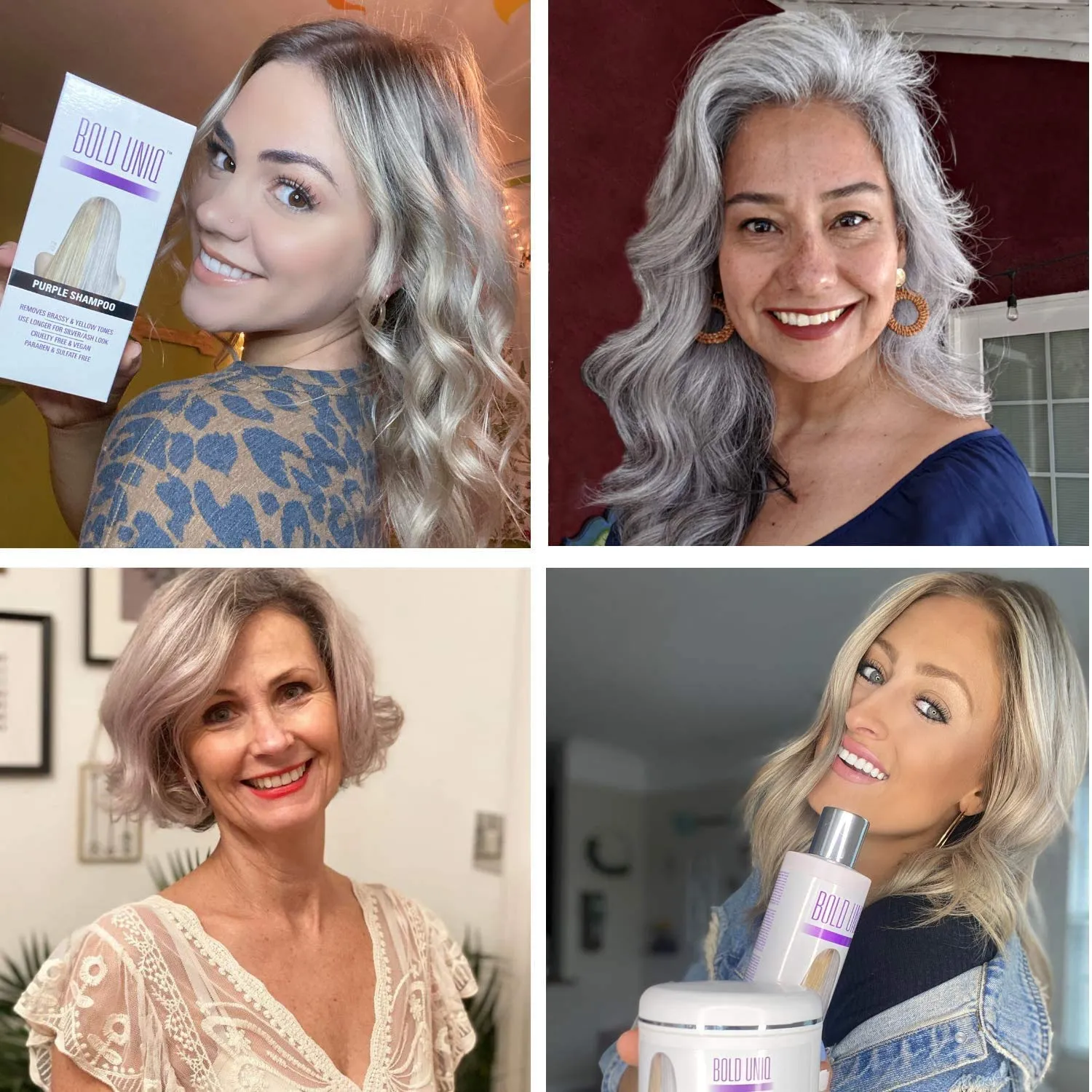 Bold Uniq Purple Toning Shampoo & Conditioner Set - For Blonde, Platinum, Ash, Bleached, Grey, Ash & Silver hair - Eliminates Brassy, Yellow Tones - Vegan, Paraben & Sulphate Free - 8 Fl Oz Each