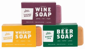BOOZY SOAP - Great Gift for Wine, Whiskey, and Beer Drinkers -Made in USA- (3-Pack (Wine   Whiskey   Beer))