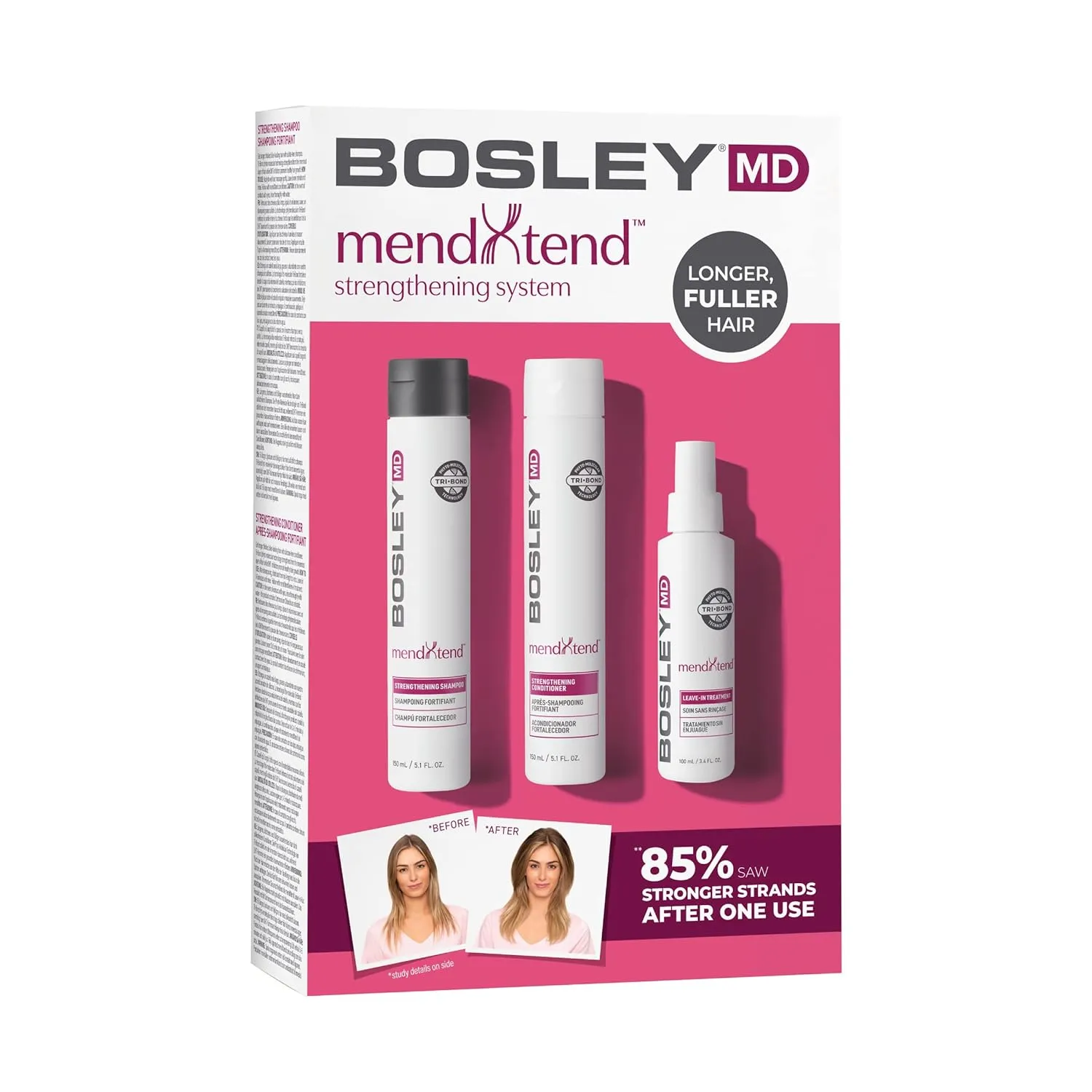 BosleyMD MendXtend Strengthening Shampoo, Conditioner, and Kit to Promote Growth & Prevent Breakage with Saw Palmetto, Hyaluronic Acid and Pomegranate Extract