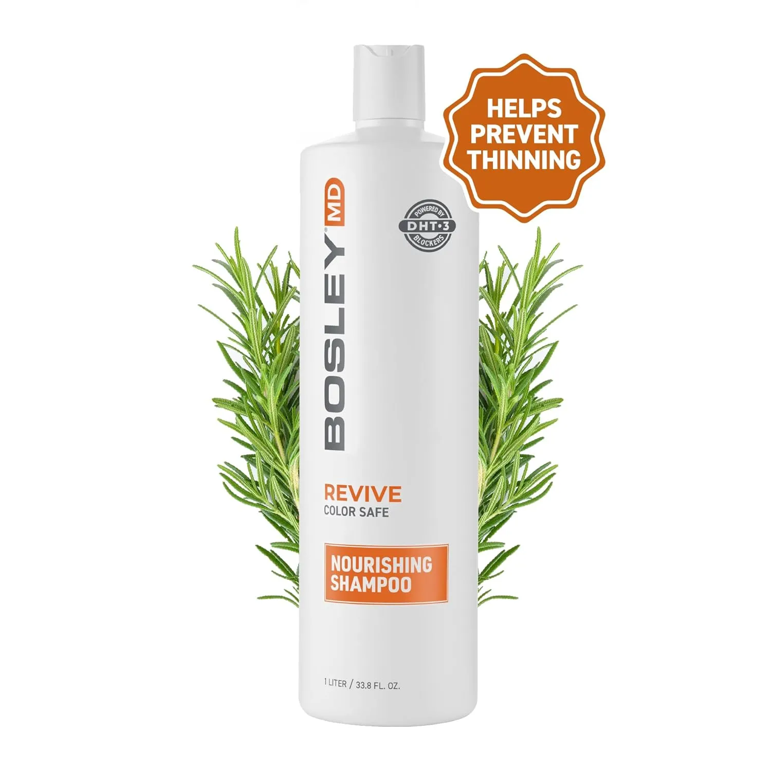 BosRevive Nourishing Shampoo for Thinning Hair (Color Safe) – DHT Blocker, Sulfate-Free, Vegan Formula with Biotin, Saw Palmetto & Rosemary – Strengthens & Volumizes – 33.8 Fl Oz