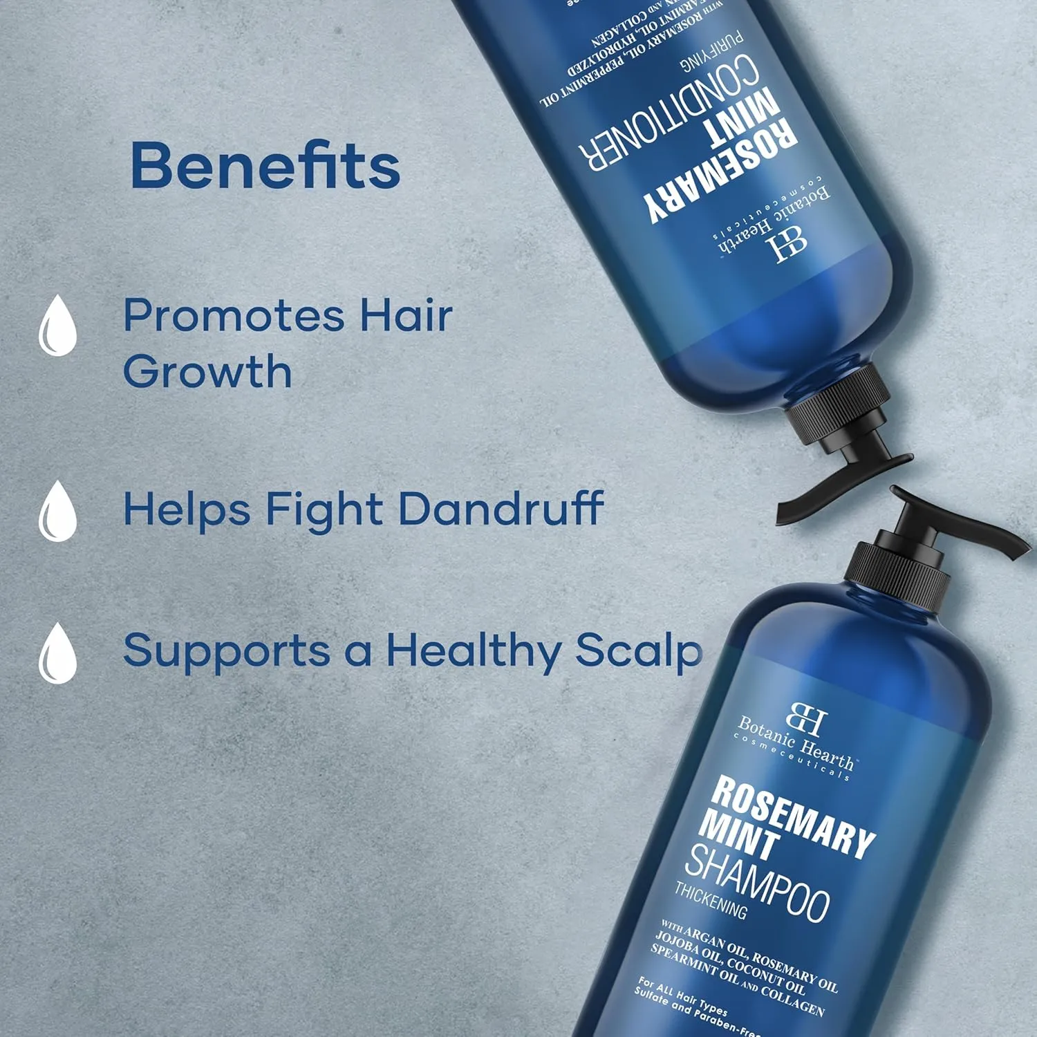 Botanic Hearth Rosemary Mint Shampoo and Conditioner Set, Thickening Formula, Promotes Hair Growth and Scalp Health Sulfate Free & Paraben Free, for Men & Women - 16 fl oz each