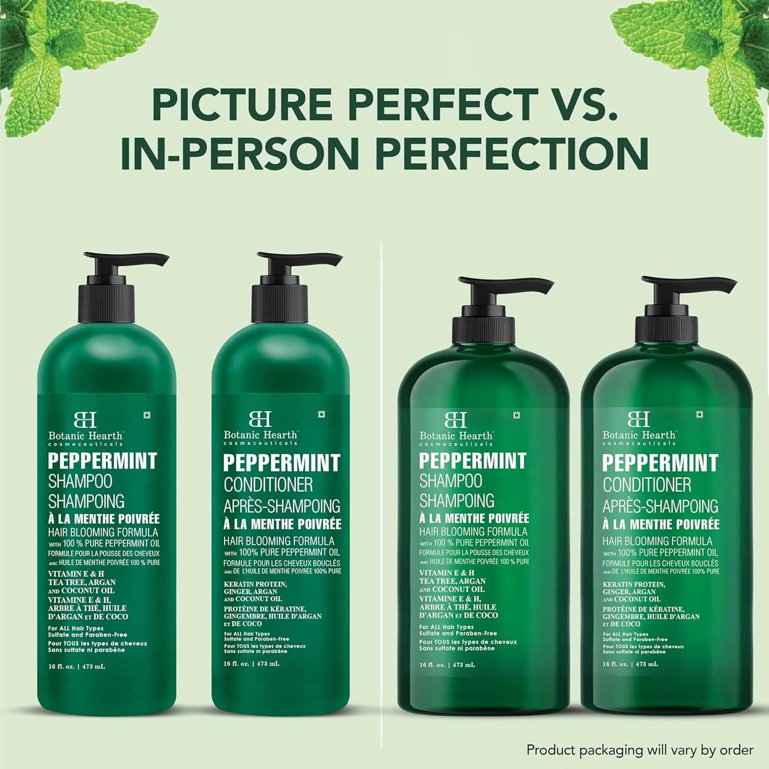 BOTANIC HEARTH Peppermint Oil Shampoo and Conditioner Set - Hair Blooming Formula with Keratin - Fights Hair Loss & Thinning, Promotes Hair Growth-Sulfate Free for Men and Women - 16 fl oz x 2