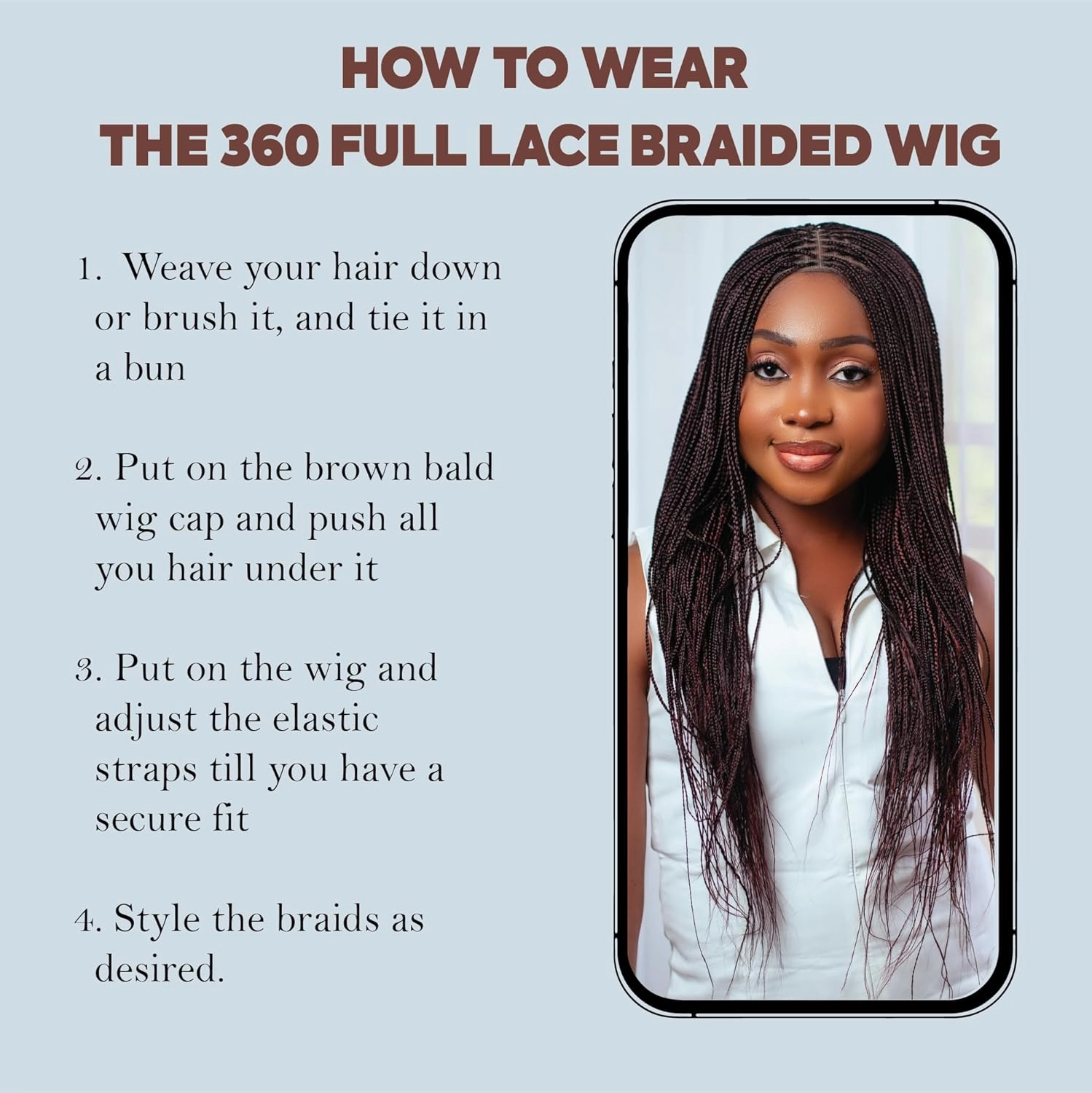 Braided Wigs, Micro Million Braid Wig - Color 1/35 - 22 Inches. Synthetic Hand Braided Wigs for Black Women.
