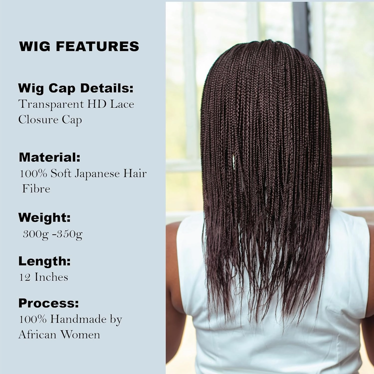 Braided Wigs, Micro Million Braid Wig - Color 33 - 12 Inches. Synthetic Hand Braided Wigs for Black Women.