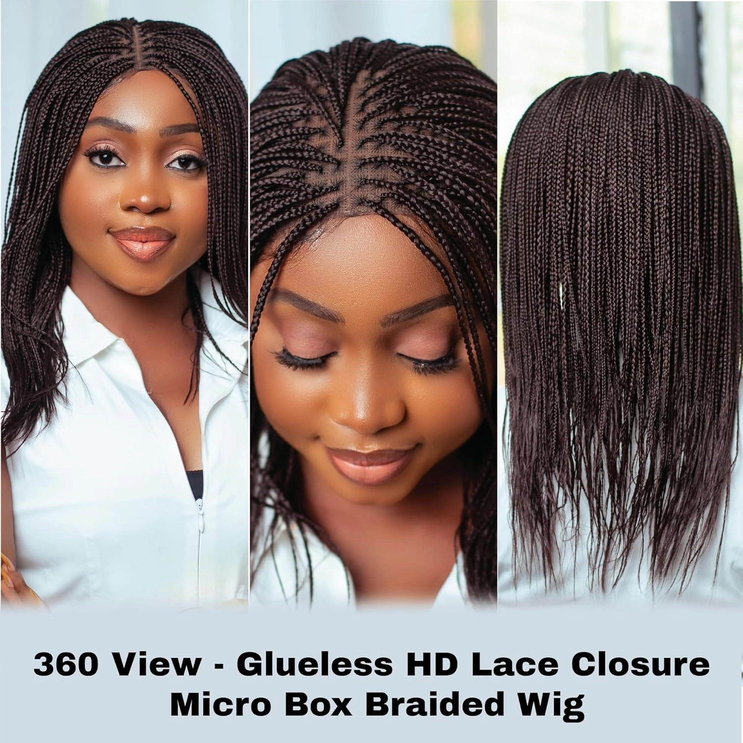Braided Wigs, Micro Million Braid Wig - Color 33 - 12 Inches. Synthetic Hand Braided Wigs for Black Women.