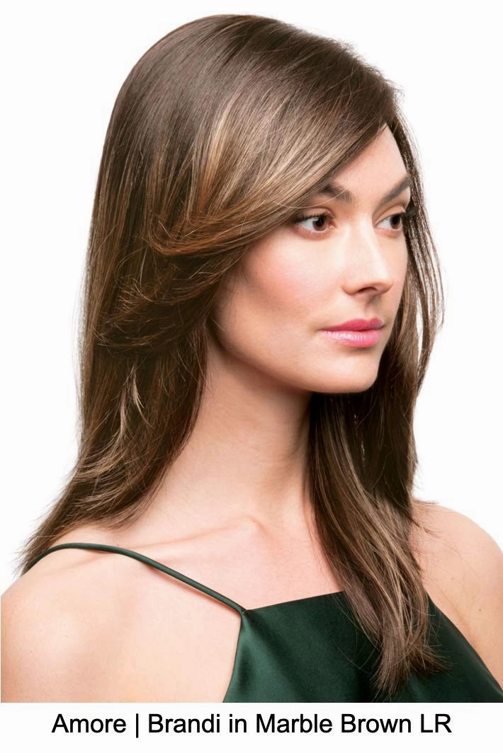 BRANDI Double Mono Synthetic Wig by Amore, 5PC Bundle: Wig, 4oz Mara Ray Enriched Shampoo, Conditioner, Wide Tooth Comb, and 19 Page Belle of Hope Guide (Chestnut)