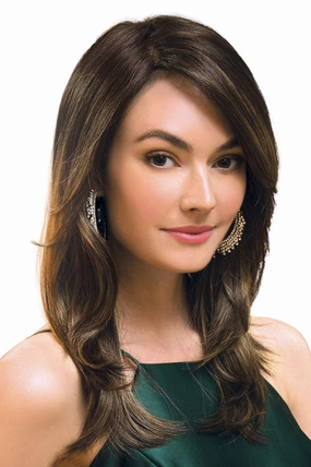 BRANDI Double Mono Synthetic Wig by Amore, 5PC Bundle: Wig, 4oz Mara Ray Enriched Shampoo, Conditioner, Wide Tooth Comb, and 19 Page Belle of Hope Guide (Chestnut)