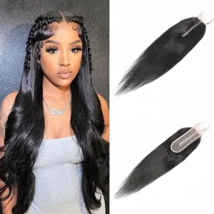 Brazilian 2x6 Lace Closure Kim K Closure Straight Brazilian Human Hair Lace Closure Remy Hair Deep Middle Part Closure(12 inch)