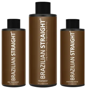 BRAZILIAN STRAIGHT Hair Straightening Cream & Keratin Treatment Kit. Organic Natural Results Straighten Smooth repairs All Hair Types & Colors Keratina Brasilera Tratamiento (Salon Grade)