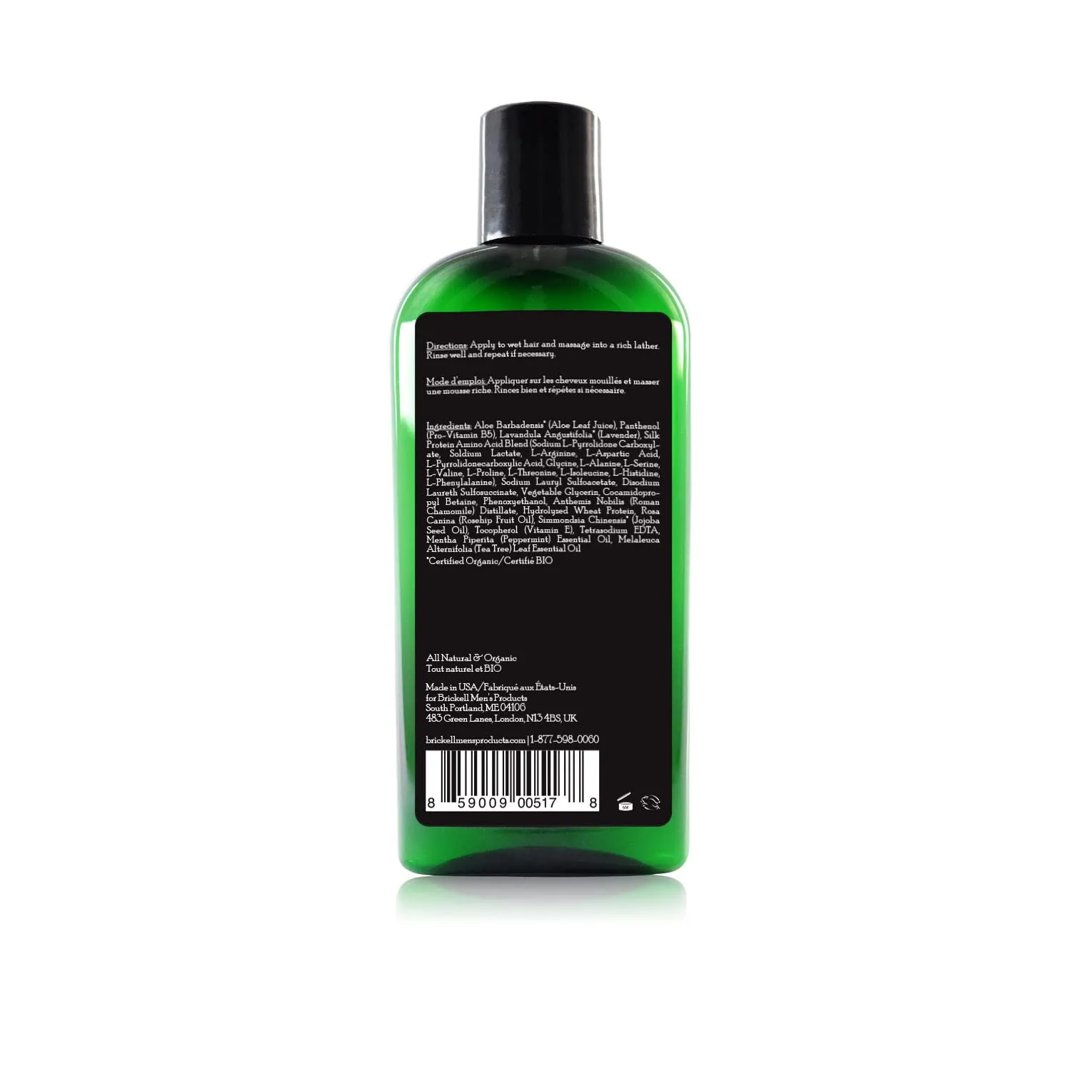 Brickell Men's Products Daily Strengthening Shampoo for Men, Natural and Organic Featuring Mint and Tea Tree Oil To Soothe Dry and Itchy Scalp, Sulfate Free and Paraben Free, 8 Ounce, Scented