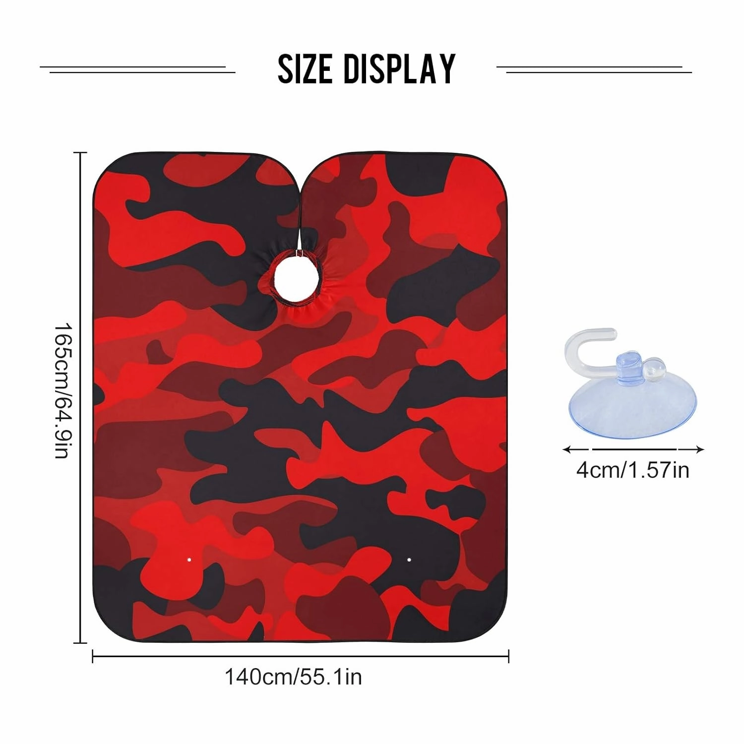 Bright Red Camouflage Barber Cape for Men Hair Cutting - Waterproof Salon Hairdressing Cape, 65" x 55"