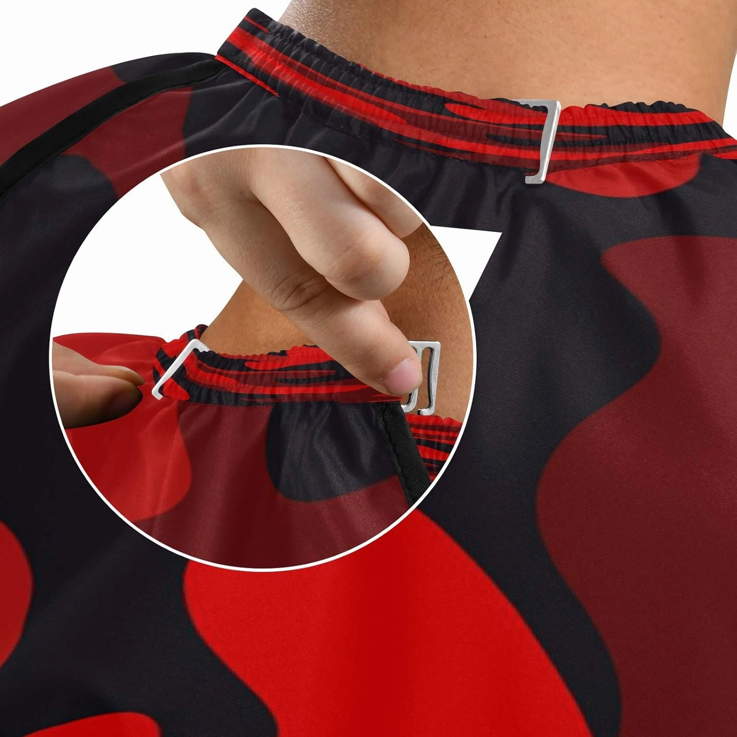 Bright Red Camouflage Barber Cape for Men Hair Cutting - Waterproof Salon Hairdressing Cape, 65" x 55"