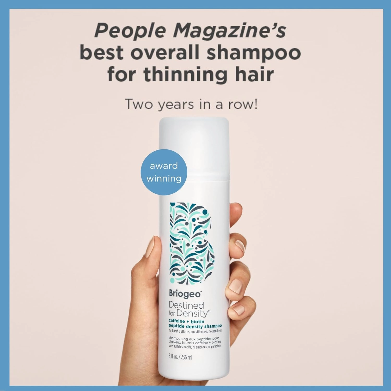 Briogeo Destined For Density Caffeine   Biotin Peptide Density Shampoo, Increases Hair Thickness and Density for Fine or Thinning Hair, Vegan, Cruelty-Free, 8 fl oz