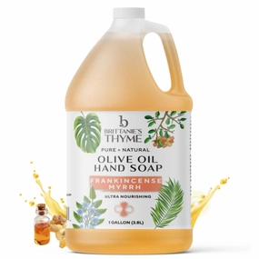 Brittanie's Pure Organic Castile Liquid Olive Oil Soap Refill, Frankincense, 1 Gallon | Face, Body Wash, Dishes, Pets & Laundry | Vegan & Gluten Free Non-GMO