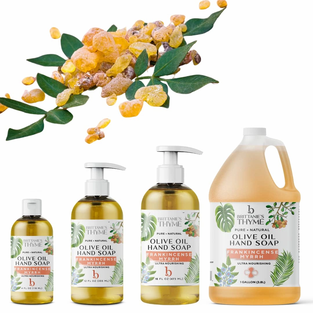 Brittanie's Pure Organic Castile Liquid Olive Oil Soap Refill, Frankincense, 1 Gallon | Face, Body Wash, Dishes, Pets & Laundry | Vegan & Gluten Free Non-GMO