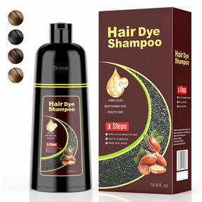 Brown Hair Dye Shampoo 3 in 1，Argan Natural Herbal Hair Color Shampoo Covers Gray Hair for Women and Men (16.9 fl.oz Brown)