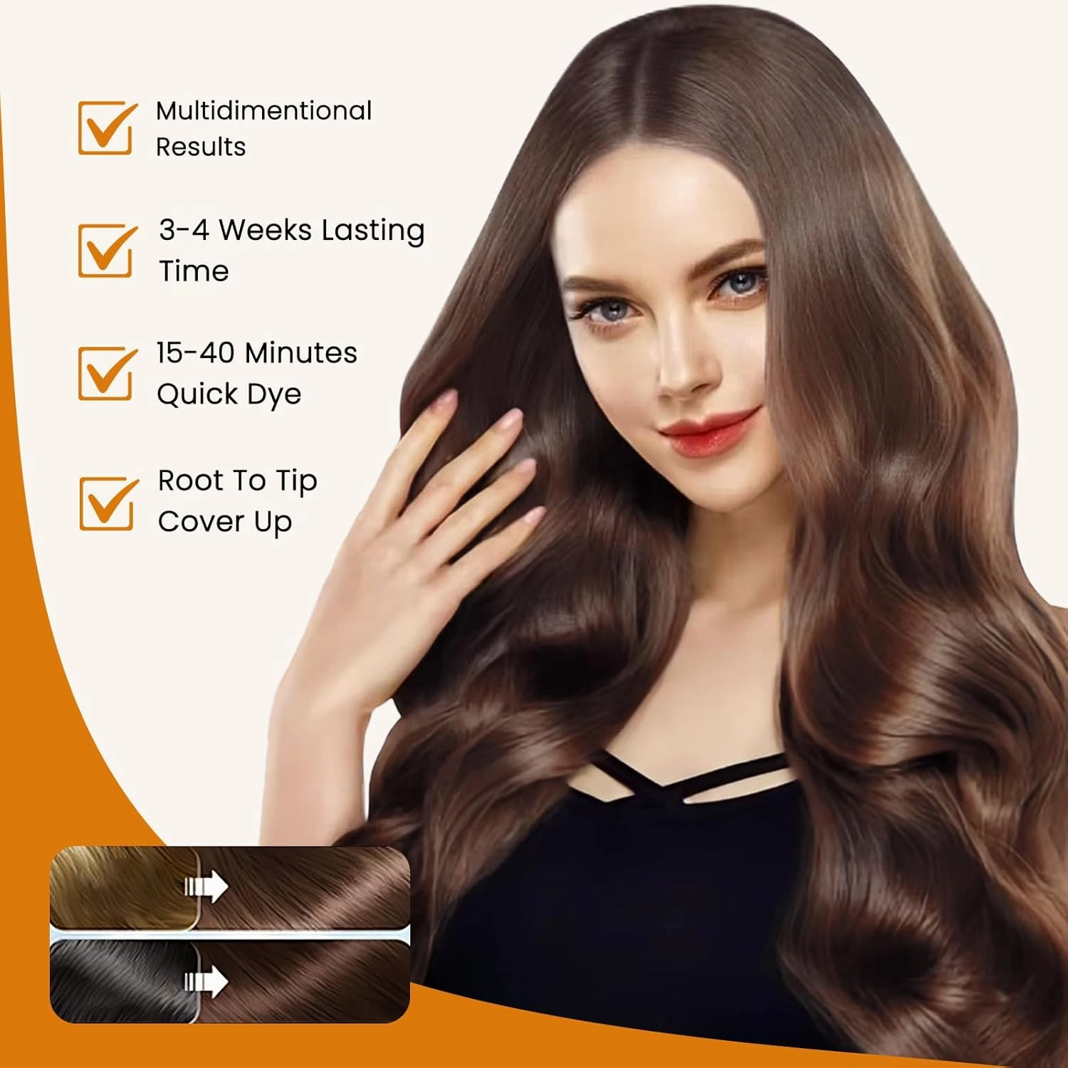 Brown Hair Dye Shampoo 3 In 1, Instant Natural Hair Color for Women & Men Treated Shampoo Para Canas Coffee, Salon-Grade Root Touch-Up - Lasts 30 Days, Beginner-Friendly, 500ml