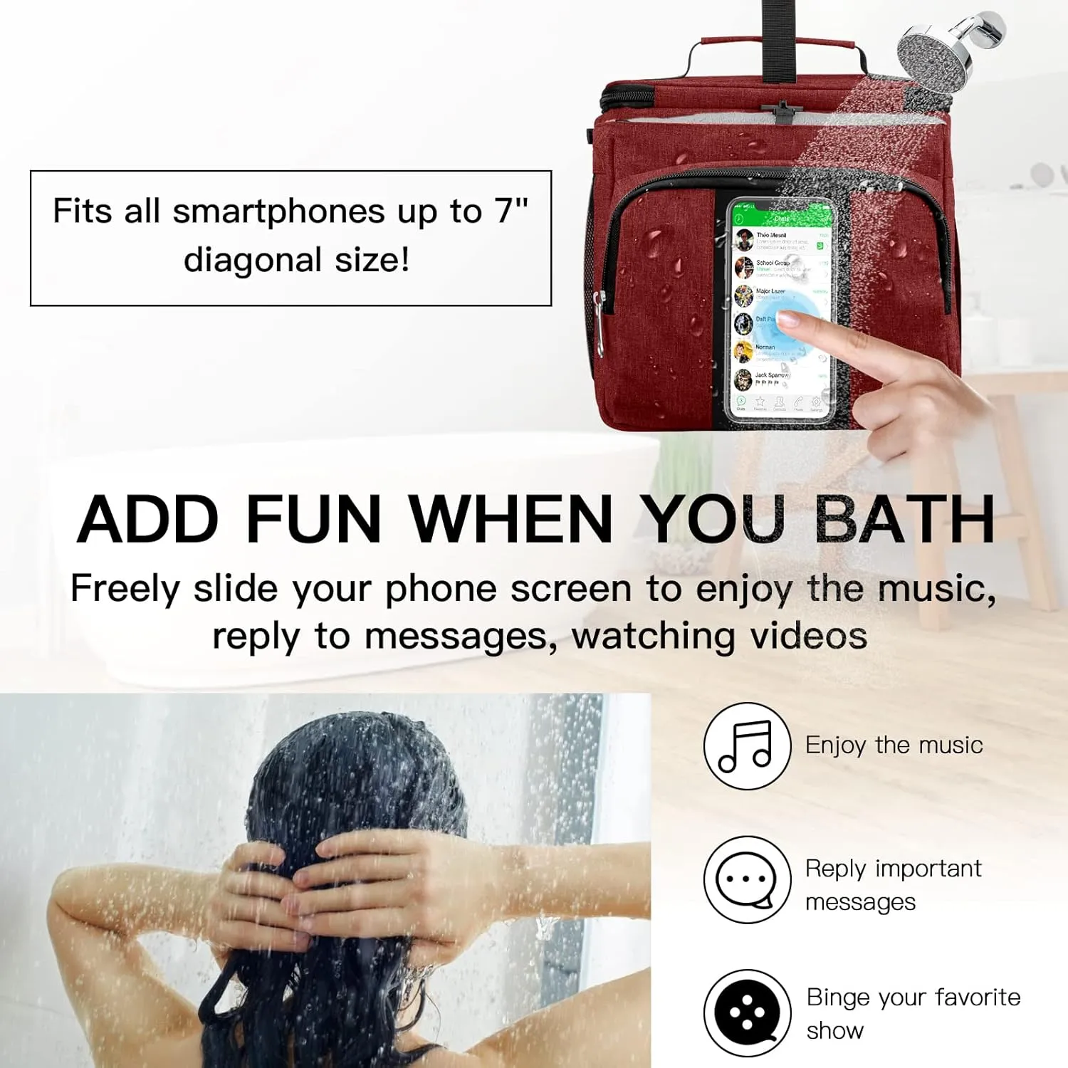 Bukere Portable Shower Caddy, Shower Caddy Tote Bag for College Dorm Travel, Hanging Toiletry Bath Bag for Student, Gym, Camp