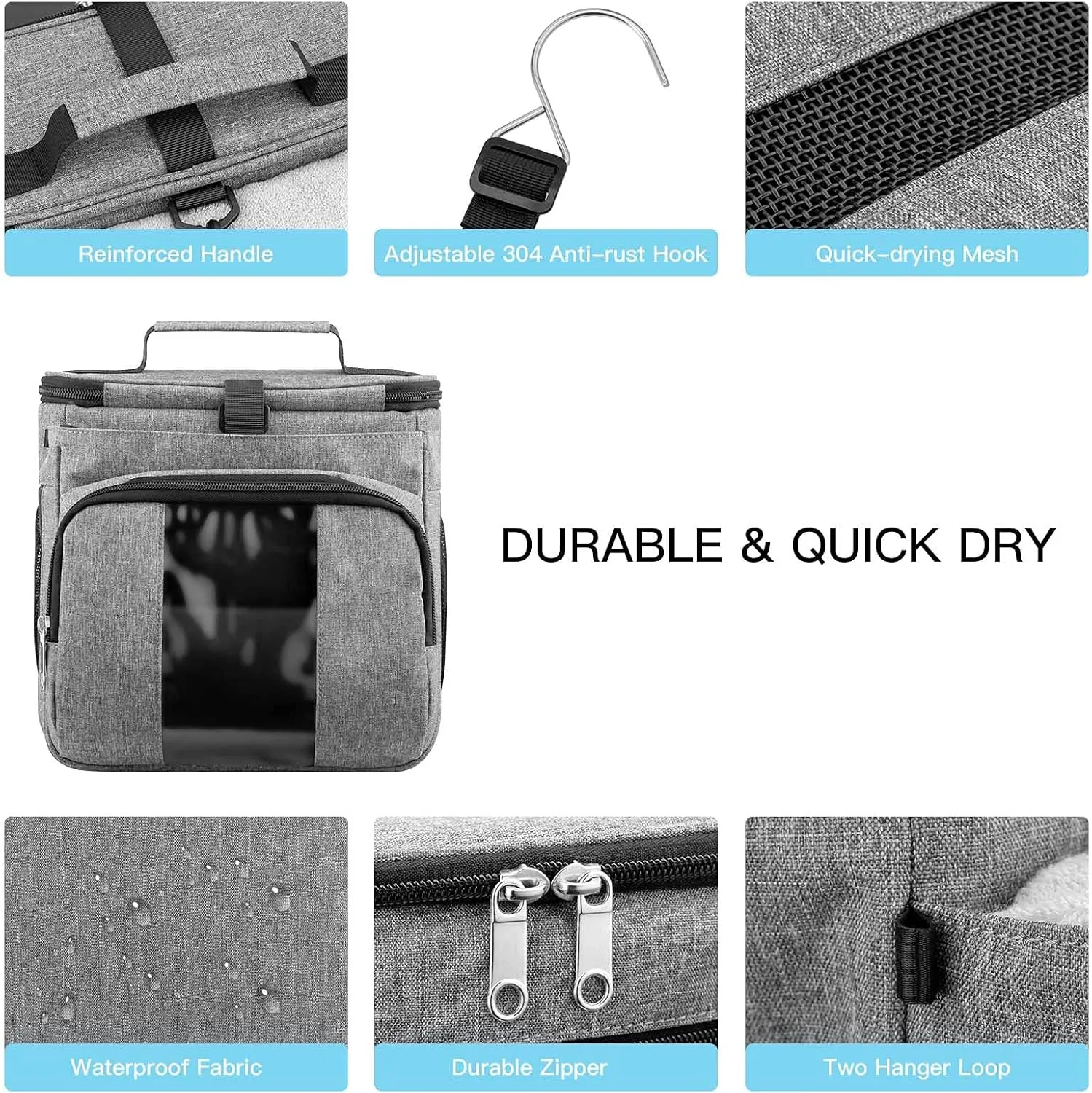 Bukere Portable Shower Caddy, Shower Caddy Tote Bag for College Dorm Travel, Hanging Toiletry Bath Bag for Student, Gym, Camp