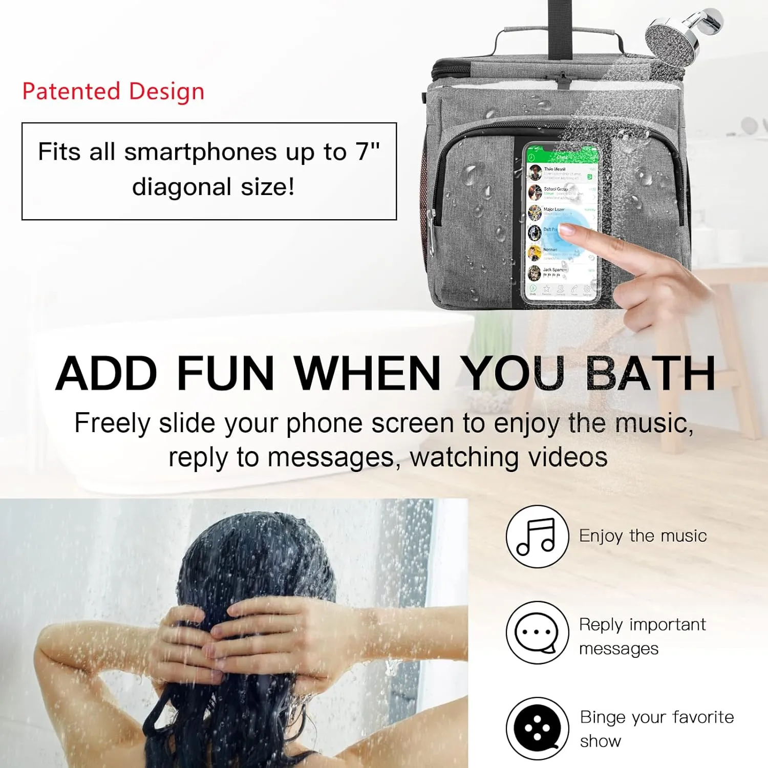 Bukere Portable Shower Caddy, Shower Caddy Tote Bag for College Dorm Travel, Hanging Toiletry Bath Bag for Student, Gym, Camp