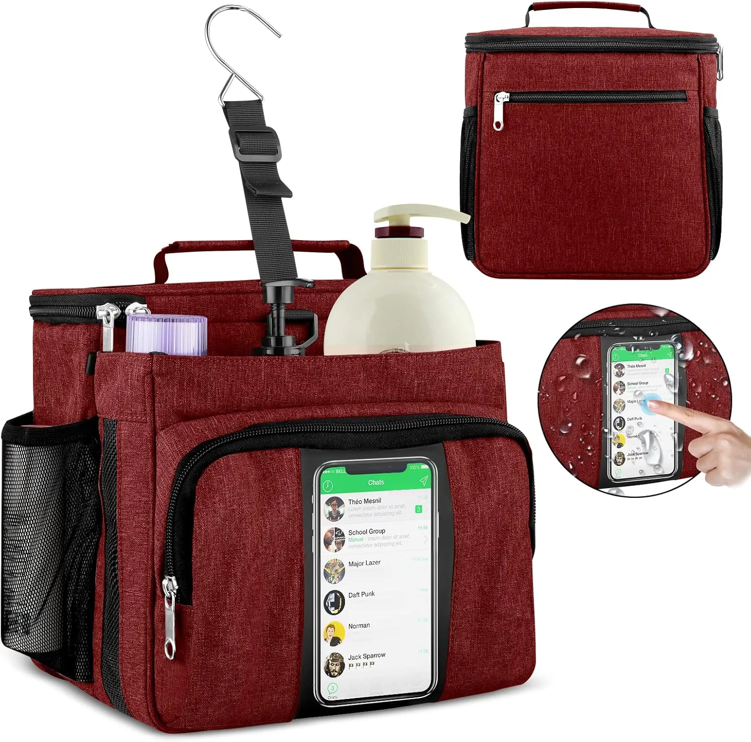 Bukere Portable Shower Caddy, Shower Caddy Tote Bag for College Dorm Travel, Hanging Toiletry Bath Bag for Student, Gym, Camp