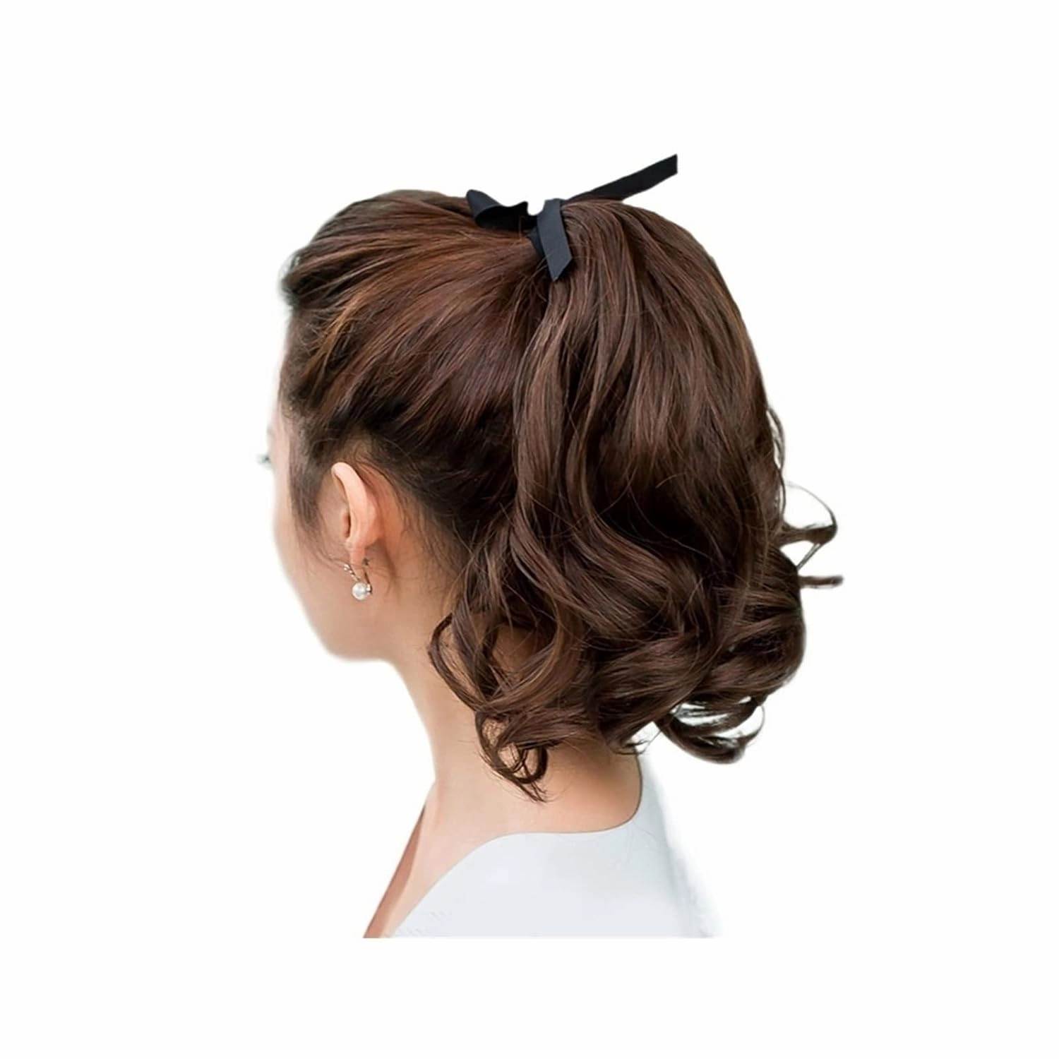 Bun Hair Pieces for Women 1 Pack Synthetic Short Curly Ponytail Extended Heat Resistant Ribbon Drawstring Short Wavy Ponytail Hair Piece Wig Bun Messy Bun Hair Piece(07)