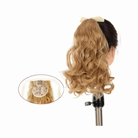 Bun Hair Pieces for Women 1 Pack Synthetic Short Curly Ponytail Extended Heat Resistant Ribbon Drawstring Short Wavy Ponytail Hair Piece Wig Bun Messy Bun Hair Piece(07)
