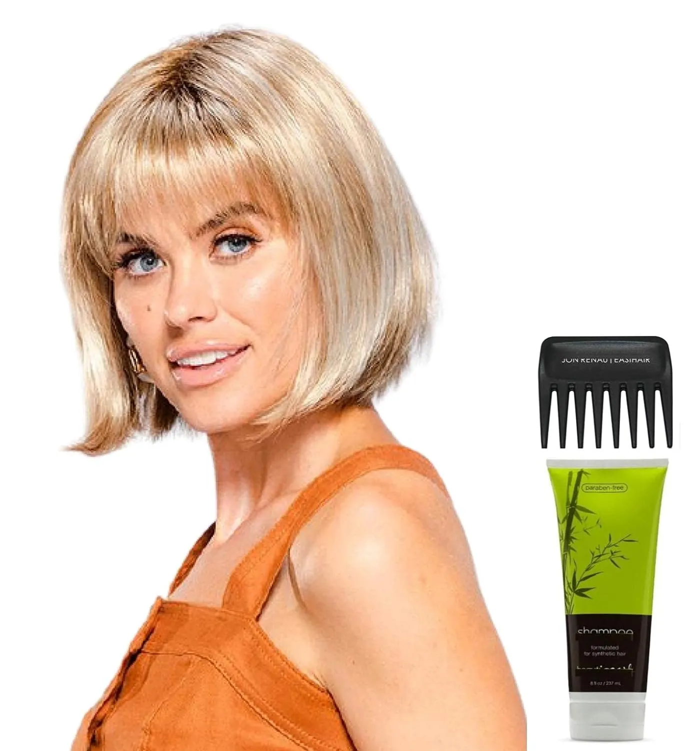 Bundle - 4 items: Blair Wig by Jon Renau, Christy's Wigs Q & A Booklet, BeautiMark Synthetic Shampoo & Wide Tooth Comb - Color: 10RH16