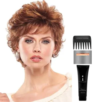 Bundle - 5 items: Peaches Wig by Jon Renau, Christy's Wigs Q & A Booklet, 2oz Travel Size Wig Shampoo, Wig Cap & Wide Tooth Comb - Color: 10RH16