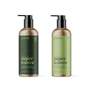 Bundle of ATTITUDE Hair Shampoo & Conditioner, EWG Verified, Plant and Mineral-Based Ingredients, Vegan Beauty Products, Refillable Aluminum Bottle, Nourishing, Bergamot and Ylang Ylang, 16 Fl Oz