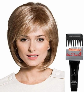 Bundle - 5 items: Cameron Wig by Rene Paris, Christy's Wigs Q & A Booklet, 2oz Travel Size Shampoo, Cap & Wide Tooth Comb (CREAMY TOFFEE-R)