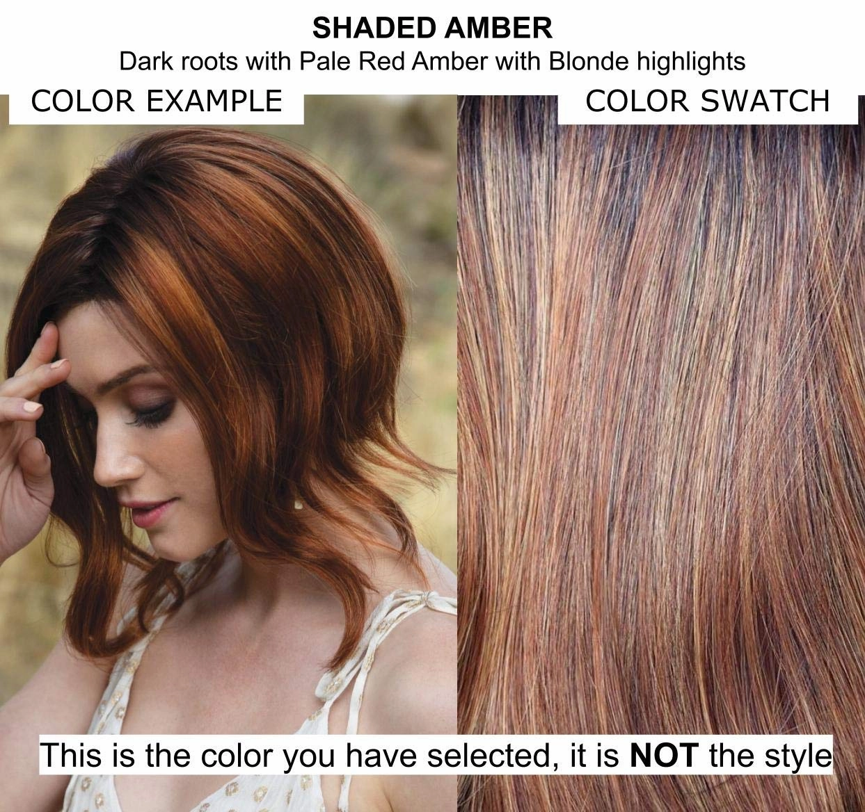 Bundle - 5 items: Ensley Wig by Rene Paris, Christy's Wigs Q & A Booklet, 2oz Travel Size Wig Shampoo, HD Smooth and Wide Tooth Comb - Color: Shaded Amber