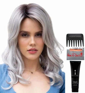 Bundle - 5 items: Ensley Wig by Rene Paris, Christy's Wigs Q & A Booklet, 2oz Travel Size Wig Shampoo, Wig Cap & Wide Tooth Comb - Color: Moonstone