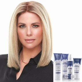 Bundle - 7 Items: 12" Top Smart Remy Human Hair by Jon Renau, Christy's Wigs Q & A Booklet, BeautiMark Hydra Shampoo Conditioner Mask Protect Leave-In Spray Shine Serum- Color: 31/26