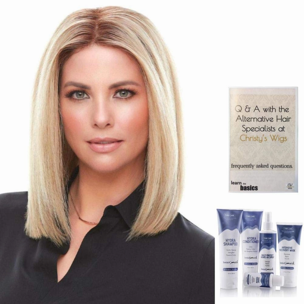 Bundle - 7 Items: 12" Top Smart Remy Human Hair by Jon Renau, Christy's Wigs Q & A Booklet, BeautiMark Hydra Shampoo Conditioner Mask Protect Leave-In Spray Shine Serum- Color: 31/26