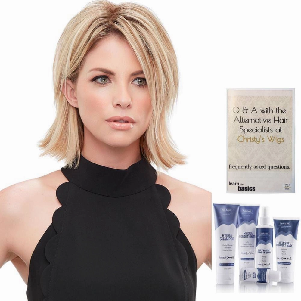 Bundle - 7 Items: 8" XL easiPart Remy Human Hair Topper by Jon Renau, Christy's Wigs Q & A Booklet, BeautiMark Hydra Shampoo Conditioner Mask Protect Leave-In Spray Shine Serum - Color: 22MB